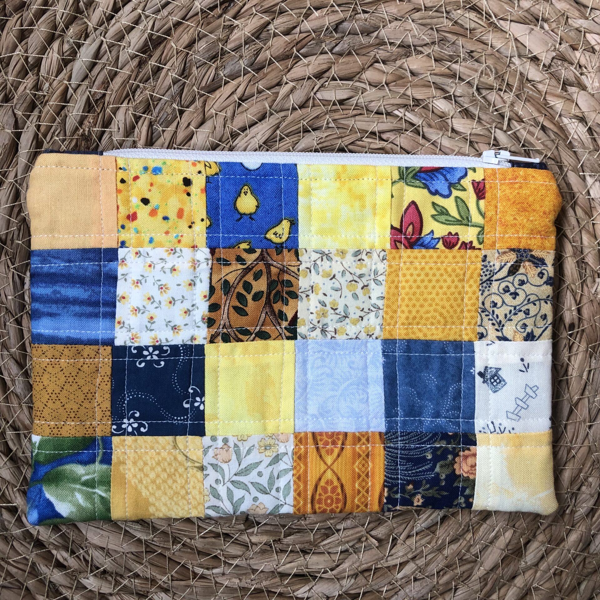 etui patchwork geel/oranje/blauw - Afbeelding 2