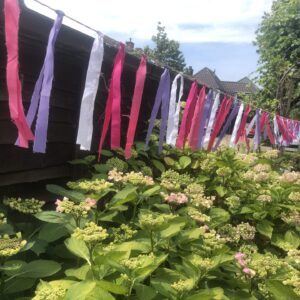 Vlaggenlijn tasselslinger lintjesslinger bruiloftsdecoratie tuinslinger buitenslinger puntvlag