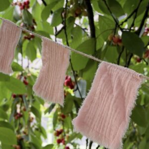 vlaggenlijn mousseline katoen slinger bruiloftsdecoratie tuinslinger buitenslinger ROZE 7x10cm